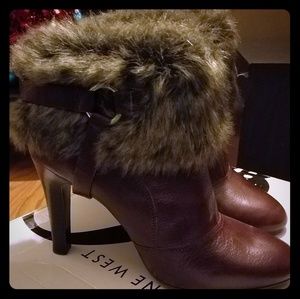 Brown Geniune Leather fur ankle Boots